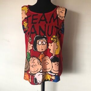 Peanuts Red Sleeveless Graphic Muscle Tee